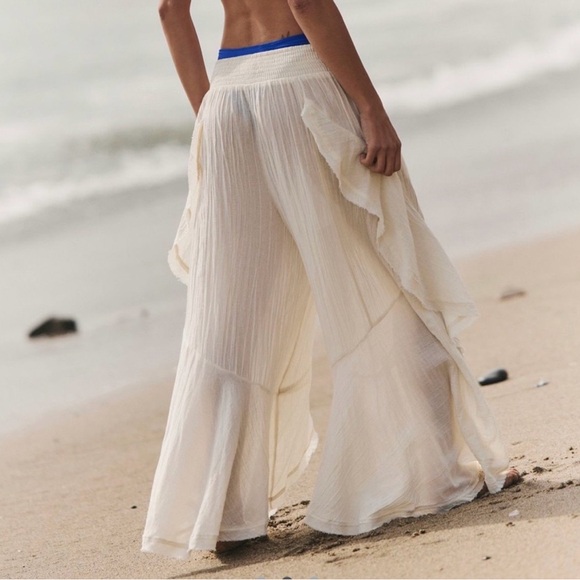 NWT Free People Songs Of Summer Pants in Nilla Cream - Picture 2 of 9